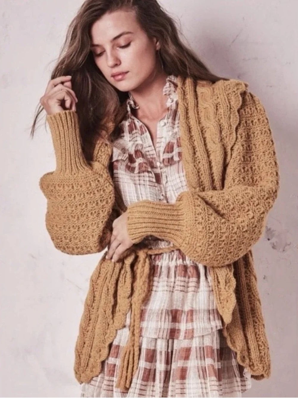 Love Shack Fancy - Belted Cardigan Sweater - Mustard